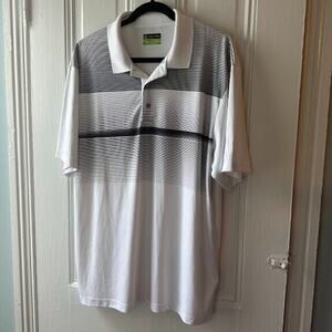 PGA Tour Polo Shirt Mens XL White Athletic Fit Button Short Sleeve Collared